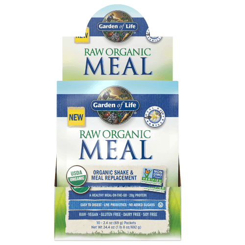 Garden of Life Raw Organic Meal Vanilla Box of 10 Single Serv. Packs